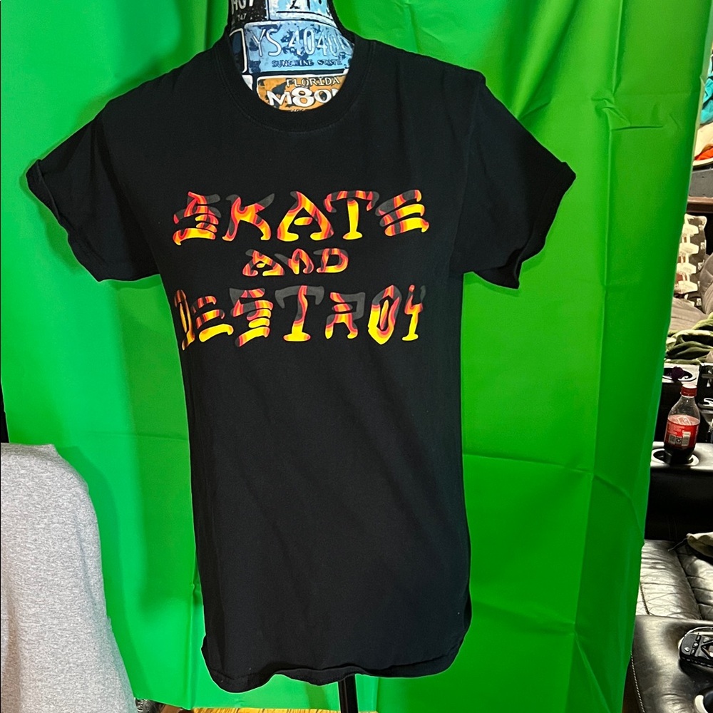 Thrasher Kids Tee - Black with Red and Yellow Graphics